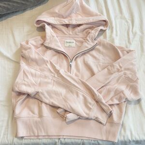 Light Pink Hooded Sweatshirt Cropped Scuba